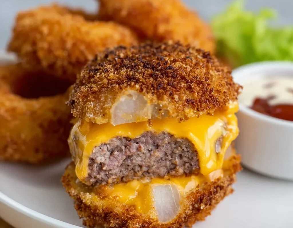 Air Fryer Cheese Burger Onion Rings