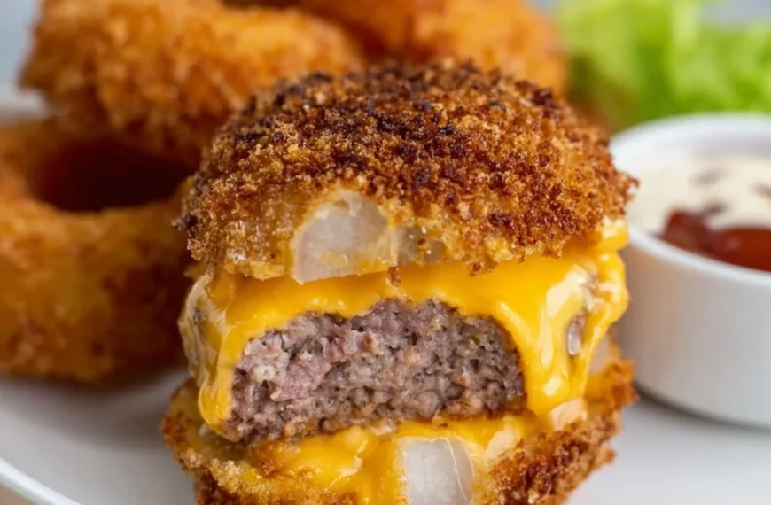 Air Fryer Cheese Burger Onion Rings