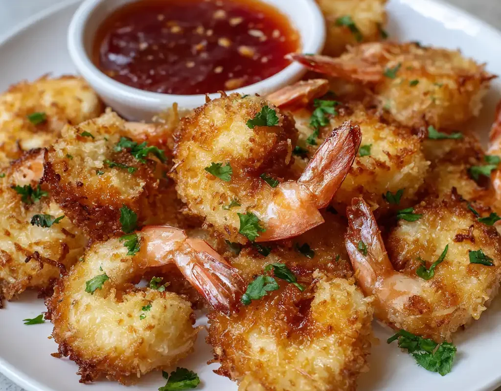 Golden Air Fryer Coconut Shrimp with Sweet Chili Sauce