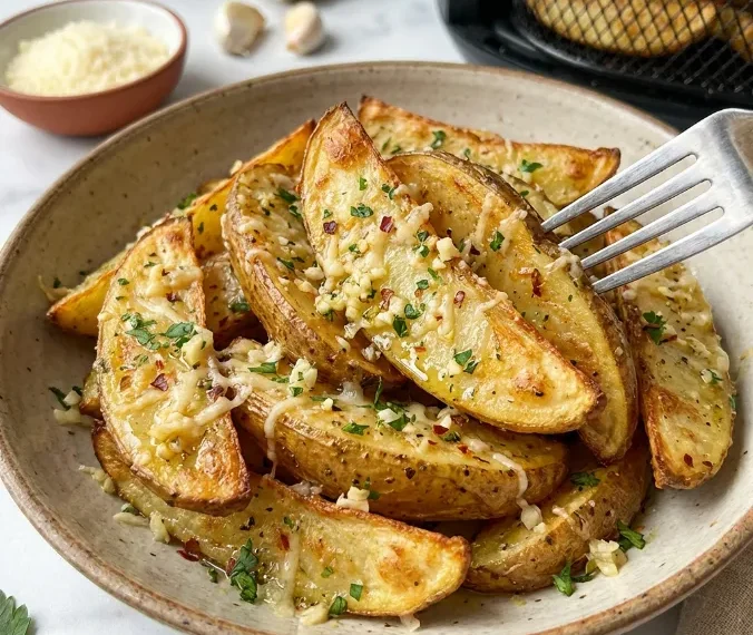 Air Fryer Garlic Parmesan Potato Wedges